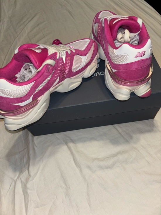 New Balance Women’s 9060 Hot Pink & White Sneakers - Picture 5 of 6
